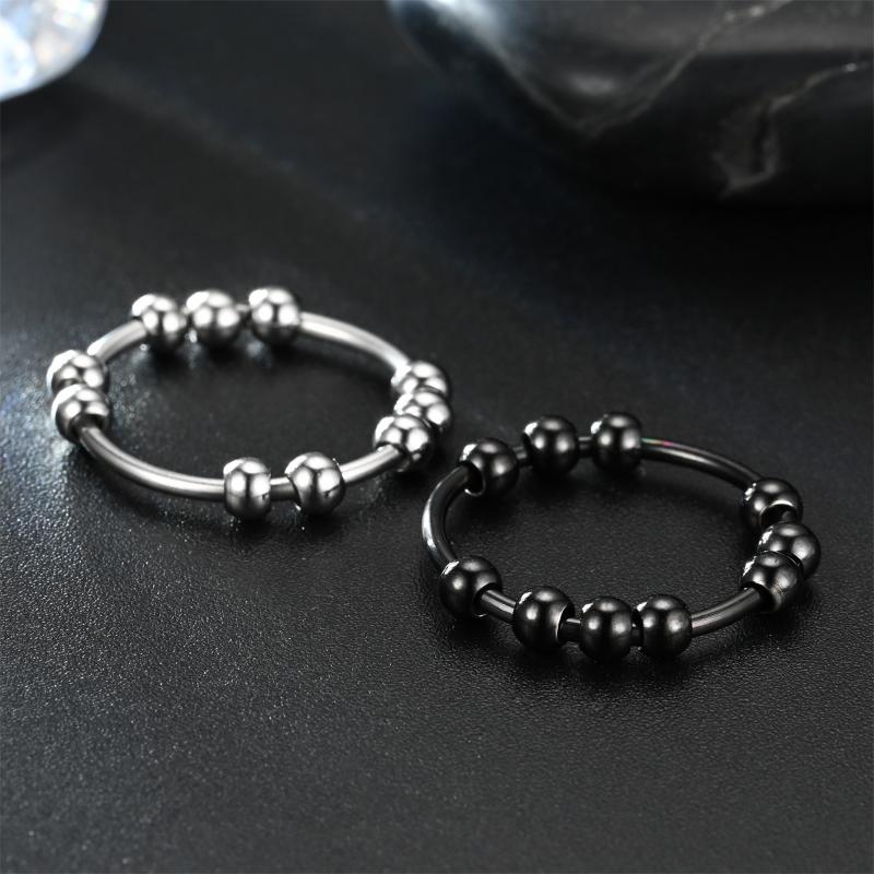 New Stainless Steel Beads Anxiety Rings Stress Relief Fidget Rings For Women Men Ins Simple Style Fashion Jewelry Gifts Trend
