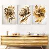 Golden Floral Art Posters, Gold Rose Wall Arts, Abstract Flowers Prints, for Living Room, Office,Wall Decor, No Frame