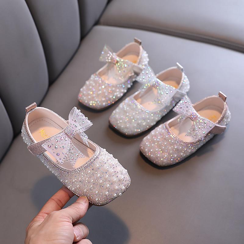 2025 Summer Korean Style Girls' Princess Leather Dance Shoes for Kids