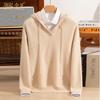 Men's Warm Hooded Wool-Cashmere Blend Knit Sweater