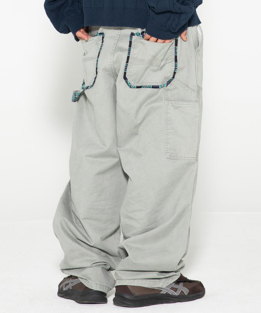 XTONZ Xp308 Check Carpenter Washed Cotton Pants (Light Gray)