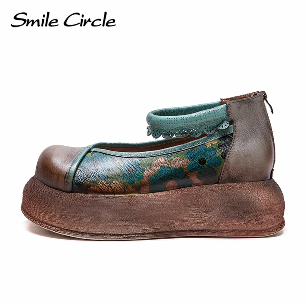 Genuine Leather Women Sandals Round Toe Increased Height Casual Shoes Fashion Comfortable Thick Bottom Shoes