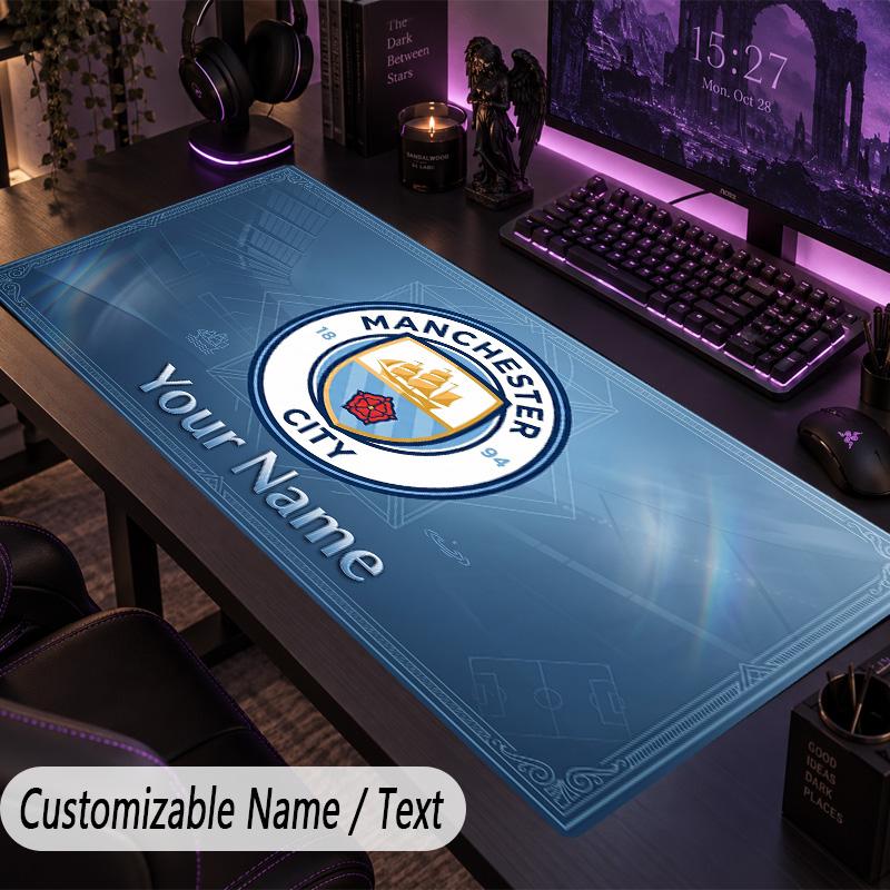 Custom Text Big Mousepad, Extended Desk Pad For Laptop Work GameManchester City