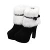 Christmas Winter Suede High Heels Thick Heel  Side Zipper Ladies Short Boots