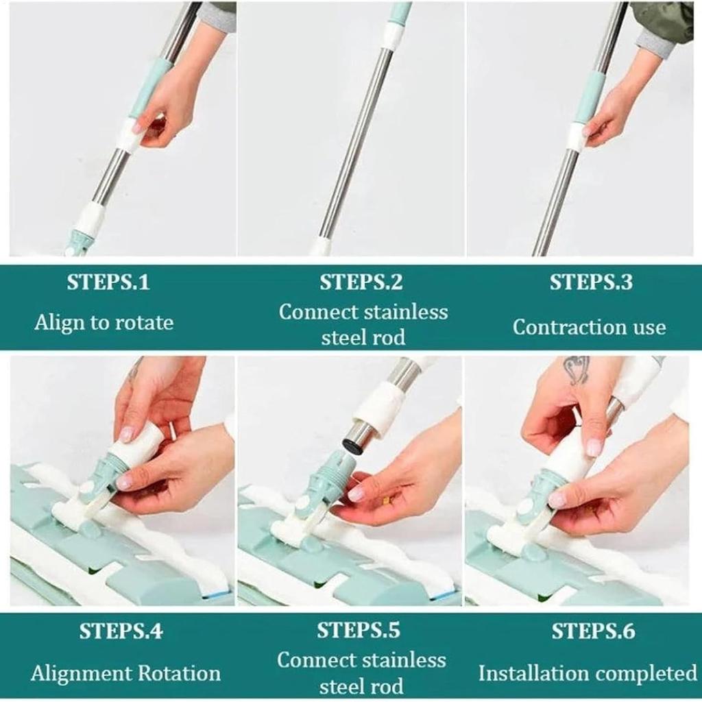Flat Mop Wet Dry Mop With 4 Washable Pads 360 Degree Rotatable Tool For Tile Laminate Wood Outdoor Patio Garage Cleaning