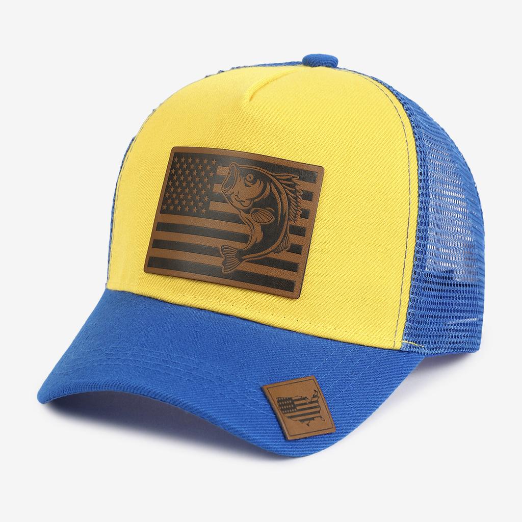 Unisex Mesh Trucker Hat with Leather Patch, Adjustable Breathable Baseball Cap for Men Women, Multiple Colors Available