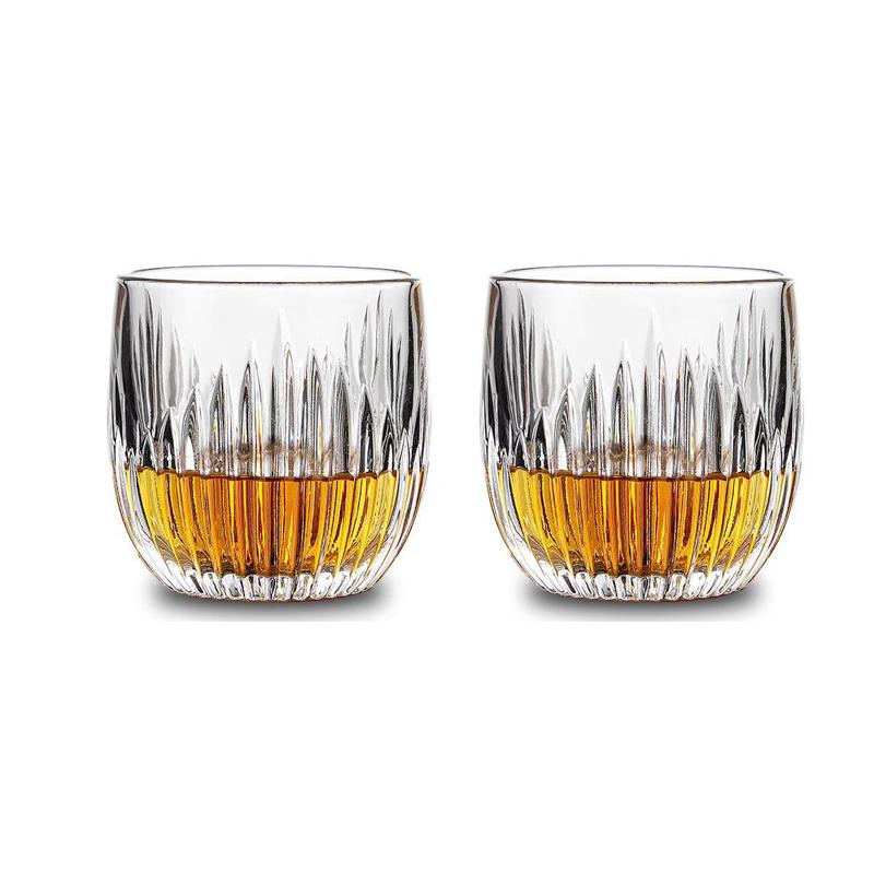 260ml Creative Whiskey Glass Exquisite Glassware Flame Vertical Pattern Wine Glass Bar Cocktail Glass Latte Coffee Mug Drinkware