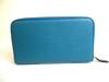 Authentic GUCCI Interlocking G Gold H/W Turquoise Blue Leather Round Zip Wallet #b271  Open box