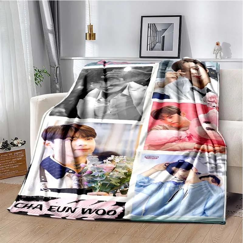 Populární korejský herec Cha EunWoo deka Star Art Flanel Měkká teplá deka pro ložnici Pikniková deka Dárek pro fanoušky