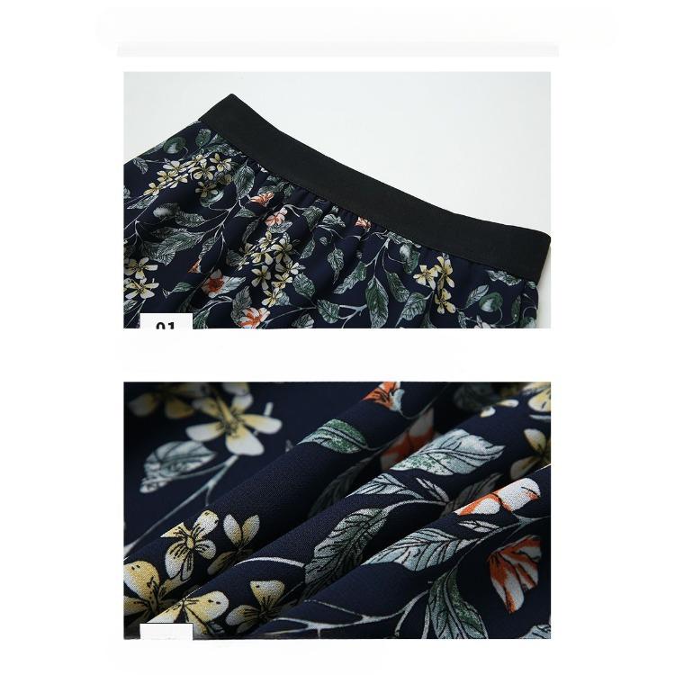 Šifonová midi sukně pro ženy na léto s vysokým pasem zeštíhlující a ležérní květinová sukně do A