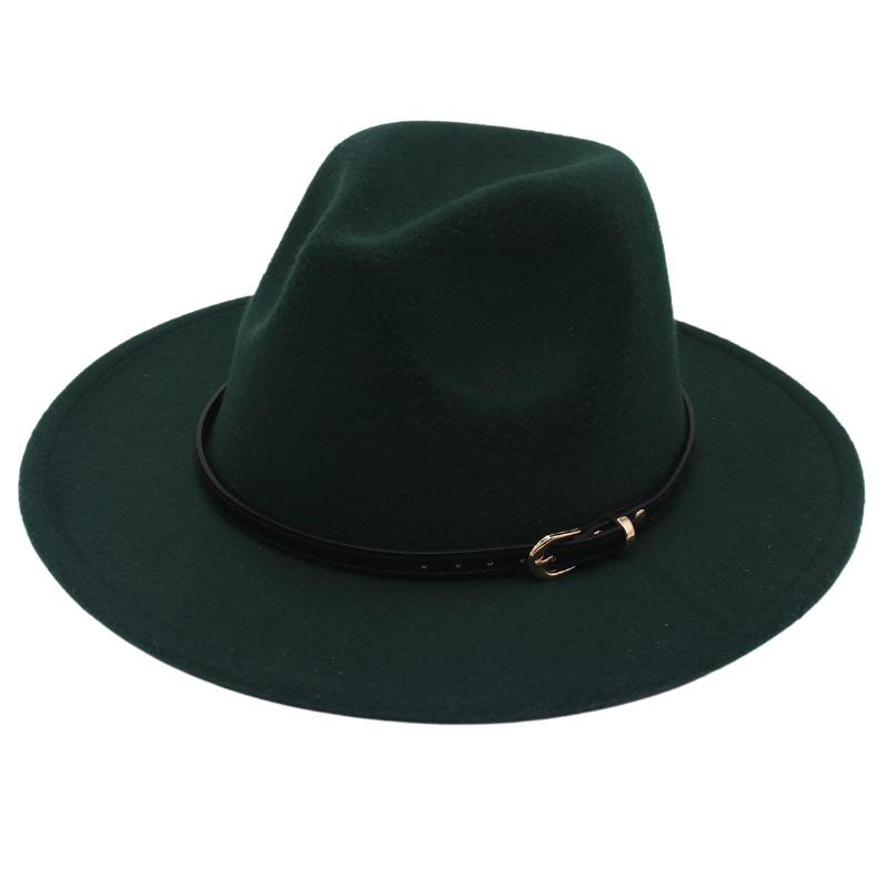 European And American Buckle Accessories Top Hat British Fashion Jazz Hat New Woolen Felt Hat Jazz Hat