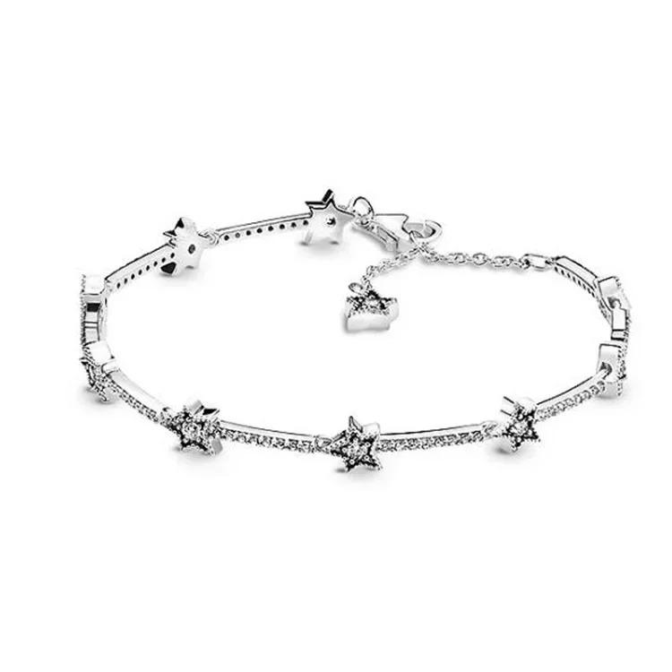 New 925 Pure Silver Rose Gold Bracelet Shining Classic Hip Hop Crystal Tennis Bracelet Women's Jewelry Fashion Wedding Gift