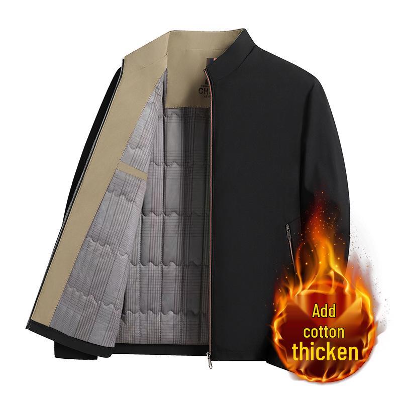 

2025 Autumn/Winter Men s Cotton Business Jacket - Thick, Loose Dad Coat with Stand Collar for Casual Wear 180 (for weight 115-130 jin)
