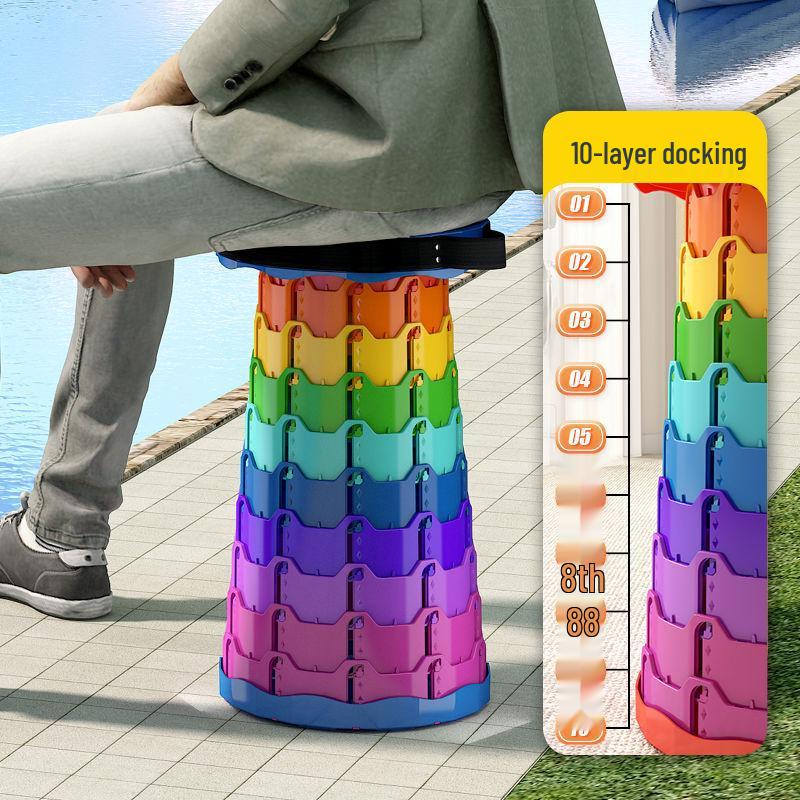 Rainbow Foldable Pocket Stool: Compact, Thickened, Telescopic, Indoors/Outdoors Use.