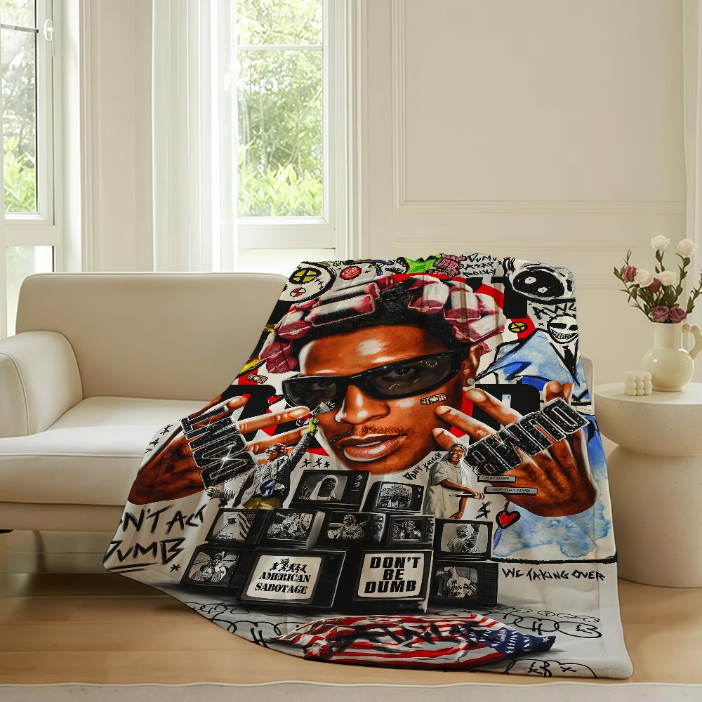 Rapper A-Asap-Rocky Don't Be Dumb Blanket Warm Soft Suitable For Bedroom Sofa Bed Living Room Office Travel Camping Gifts