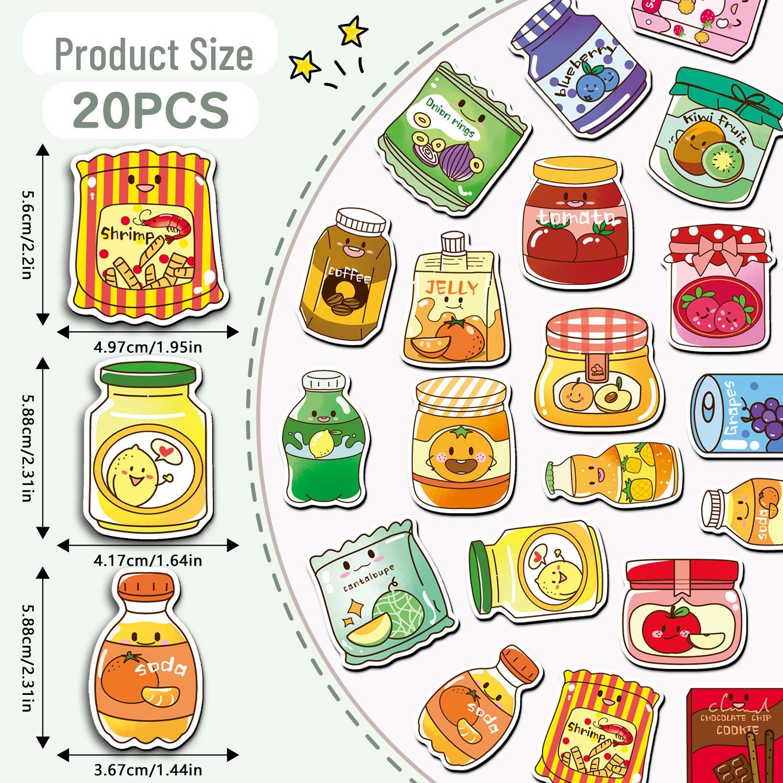 20pcs Colorful Snack Graffiti Refrigerator Magnets – Waterproof and Childlike Soft Magnetic Stickers