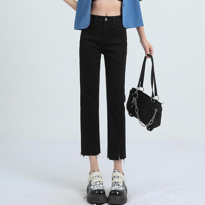 

Bagel-Style High-Waist Slim-Fit Cropped Jeans for Petite Women XS