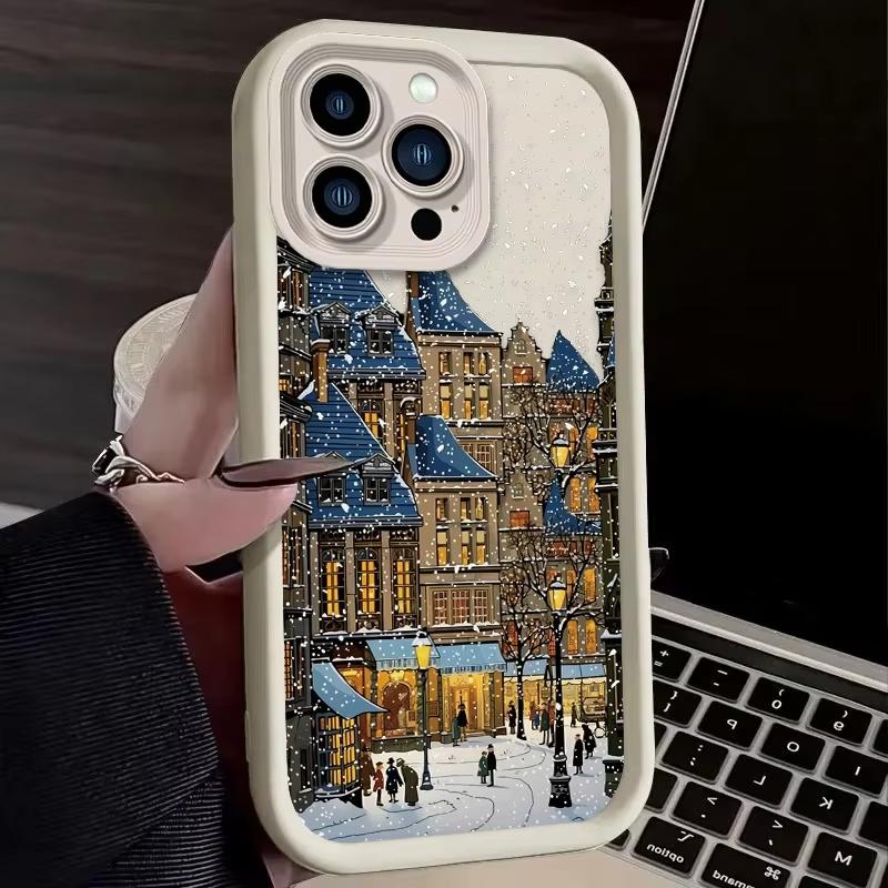 Winter Cartoon Kerst Stijl Sneeuw Telefoonhoesje Voor Samsung Galaxy S25 Ultra S24 S23 FE S22 Plus S21 A54 A55 Zachte Siliconen Cover