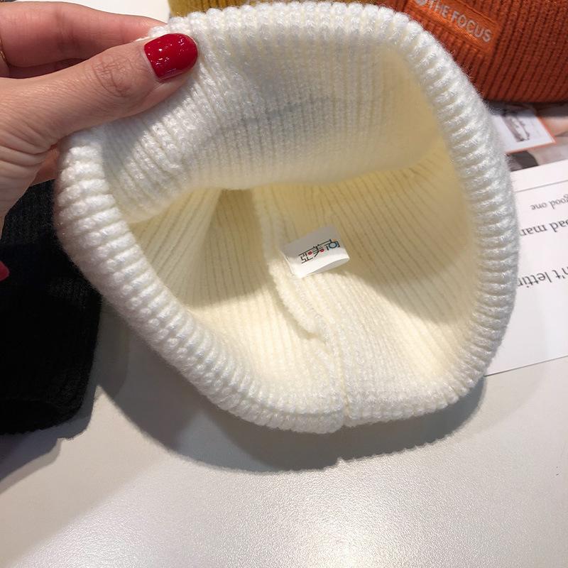 Autumn and Winter Korean Style Fashion Knitted Warm Wool Hat for Men and Women Couple Street Versatile White Women Winter Cold Hat