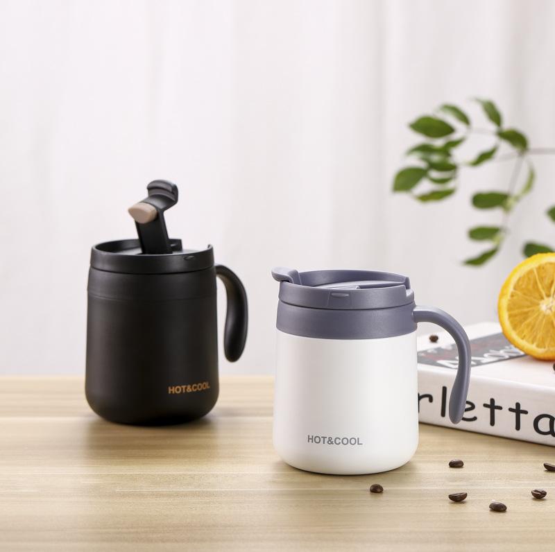 Stainless Steel Vacuum Tumbler 350/500ml, Double-Wall Insulated Mug with Handle for Coffee/Tea, Office Travel, Leak-Proof & Ergo