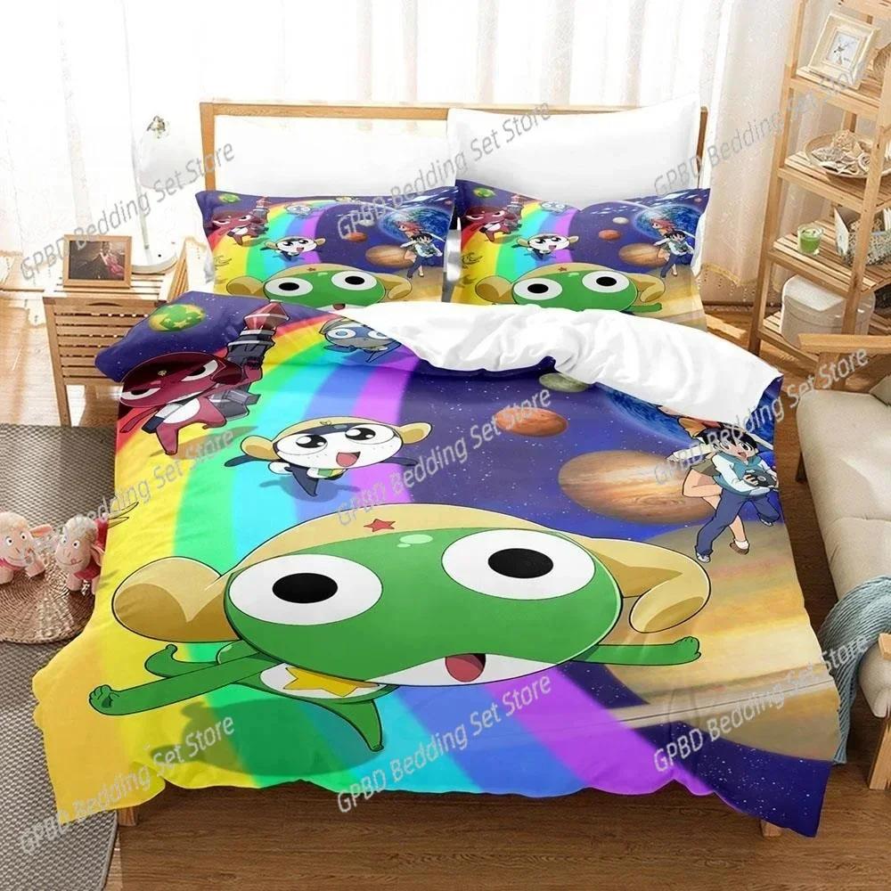 Kawaii Rana Keroro 3D NUOVO Copripiumino Federa Set Biancheria da Letto Adulto Ragazzo Ragazza Decorazione Camera da Letto Bambini Singolo Matrimoniale Grande