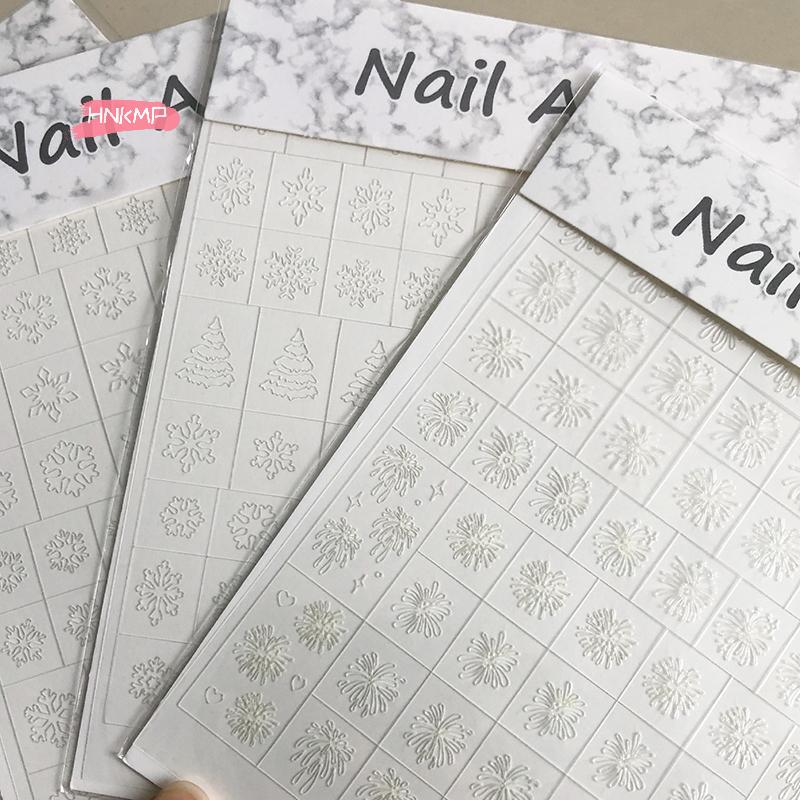 Transparent Fireworks Nail Stickers Hollow Spray Painting Stencil with Christmas Tree & Snowflake Pattern - Adhesive Nail Art