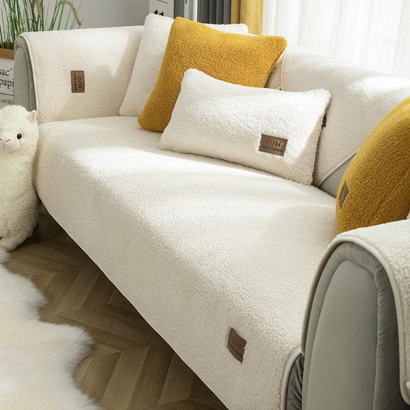 1pc Sherpa Fleece Sofa Cover Slipcover for Livingroom Super Soft Warm Plush Sectional Couch Cover Thick Fuzzy Non Slip