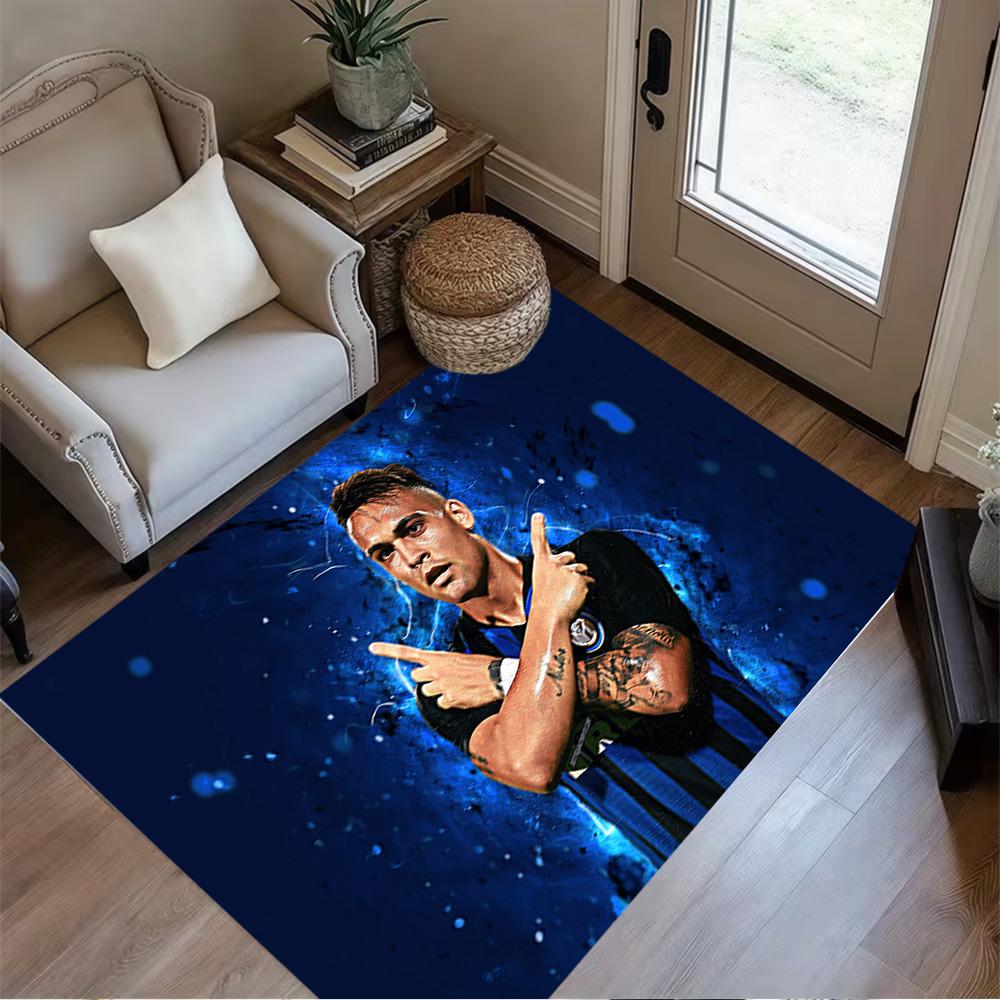 Argentina Football Player Pose Floor Mat Design for Foyer Study room Hallway Playrooms Anti-slip Rug Anime Office Decor