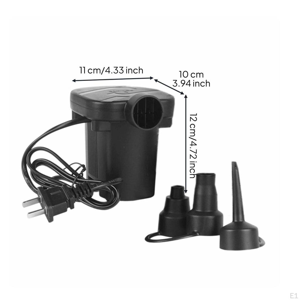 Electric Air Pump 3 Nozzles Included Inflator Deflator Quiet for Poolside, Camping, Travel