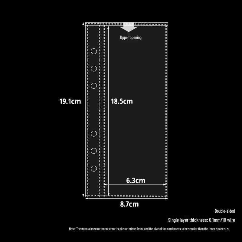 A6 6-Hole High-Transparency Vertical Card Album Inner Page - Compact 3-Inch Four-Grid Storage for Daily & Weekly Cards.