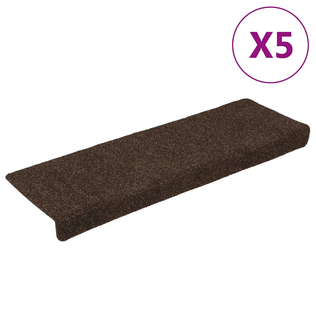 Self Adhesive Stair Treads 15 Pcs 65 X 21 X 4 Cm Brown Rectangular Edge