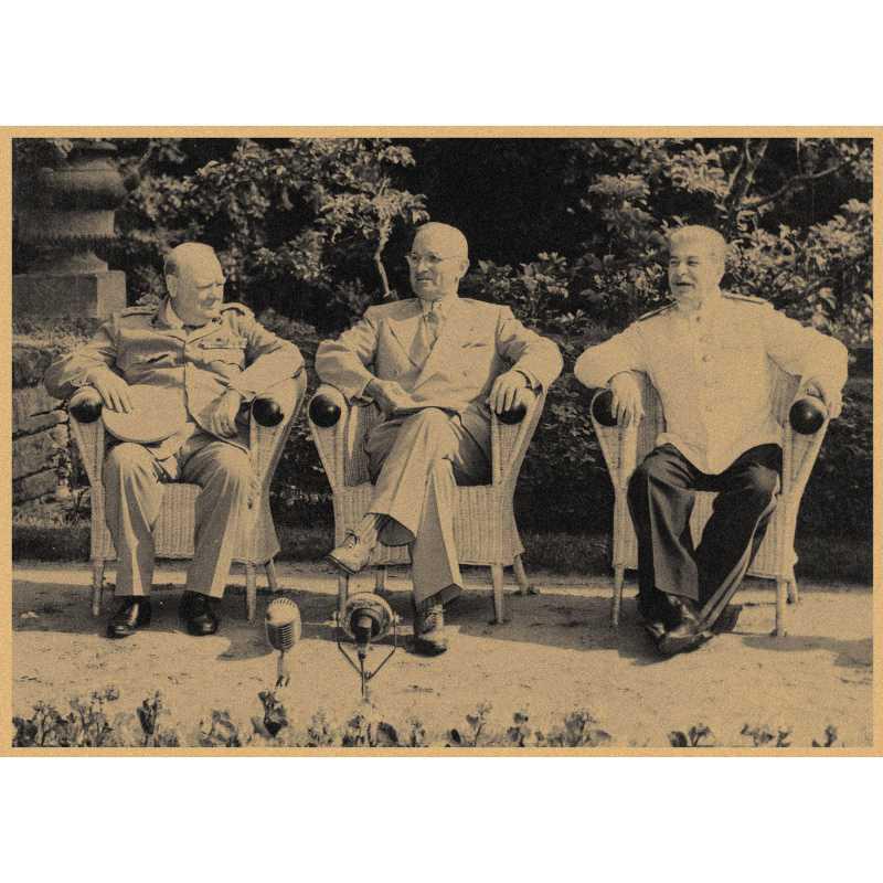 Winston Churchill Retro Inspirational Poster - Kraft Paper Wall Art for Dorm Decor Yellow Kraft Paper (No Glue) 30X42 cm
