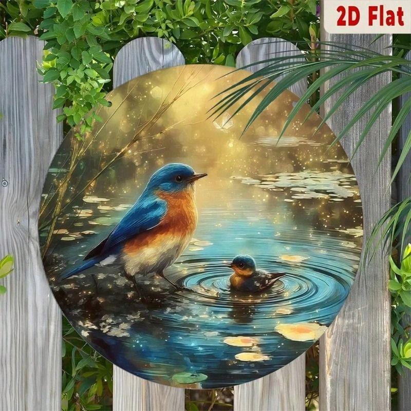 

Metal Poster Blue Heron Pond Wall Art Garden Decor
