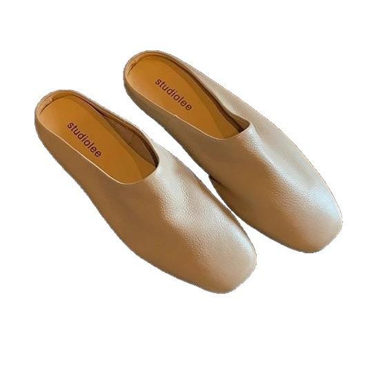 Grape Mother of the Same Style~ Retro Round Head Bag Head Half Slippers Women's 2025 Spring and Autumn Lazy Bag Head Flat Bottom Muller Slippers