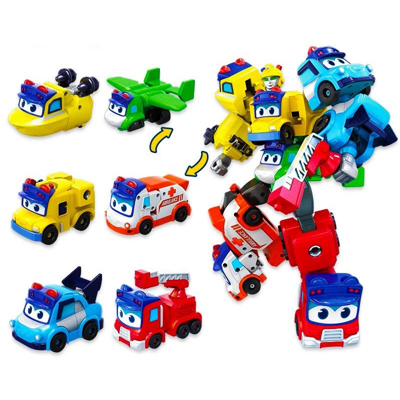 

6 в 1 АБС GGBOND Gogo Bus Трансформация Машинка Игрушка Фигурки Скорая помощь/Полиция/Пожарный Слайд Игрушки для Детей Подарок