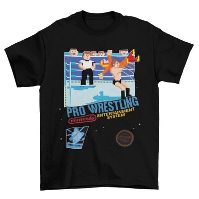 T-Shirt Unisex in Cotone per Adulti con Copertina Pro Wrestling NES Divertente Videogioco Nuova