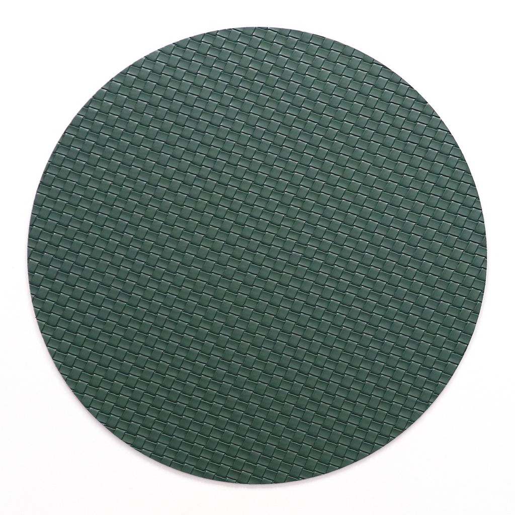 Premium Hotel Woven Pattern Round Leather Placemat Simple Home Western Dining Mat Waterproof and Thermal Insulation Spot