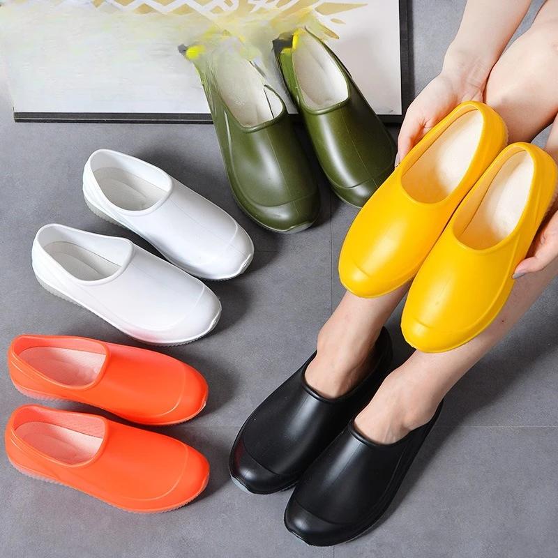 Lover Design Wasserdichte PVC-Halbschuhe Herren Knöchelschuhe Regenstiefel Gummischuhe Einfarbige Fischerstiefel Leuchtende Regenstiefel