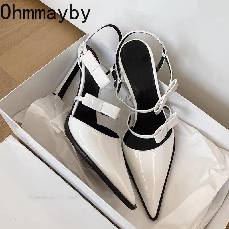 Letní dámské sandály na vysokém podpatku Módní boty s špičatou špičkou Slingbacks Dámské elegantní společenské šaty Sandalias