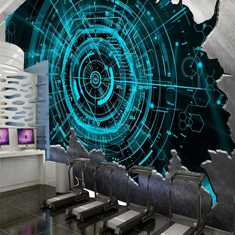 Photo Wallpaper Modern 3D Steel Technology Bar Restaurant Background Wall Murals Abstract Art Wall Paper