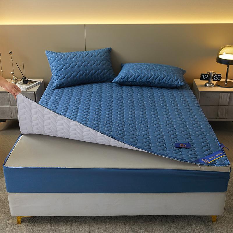 Blue Waterproof Mattress Cover Zipper Bed Covers Thicken Fitted Sheet All Inclusive Bedsheet Yatak örtüsü(Pillowcase Need Order)