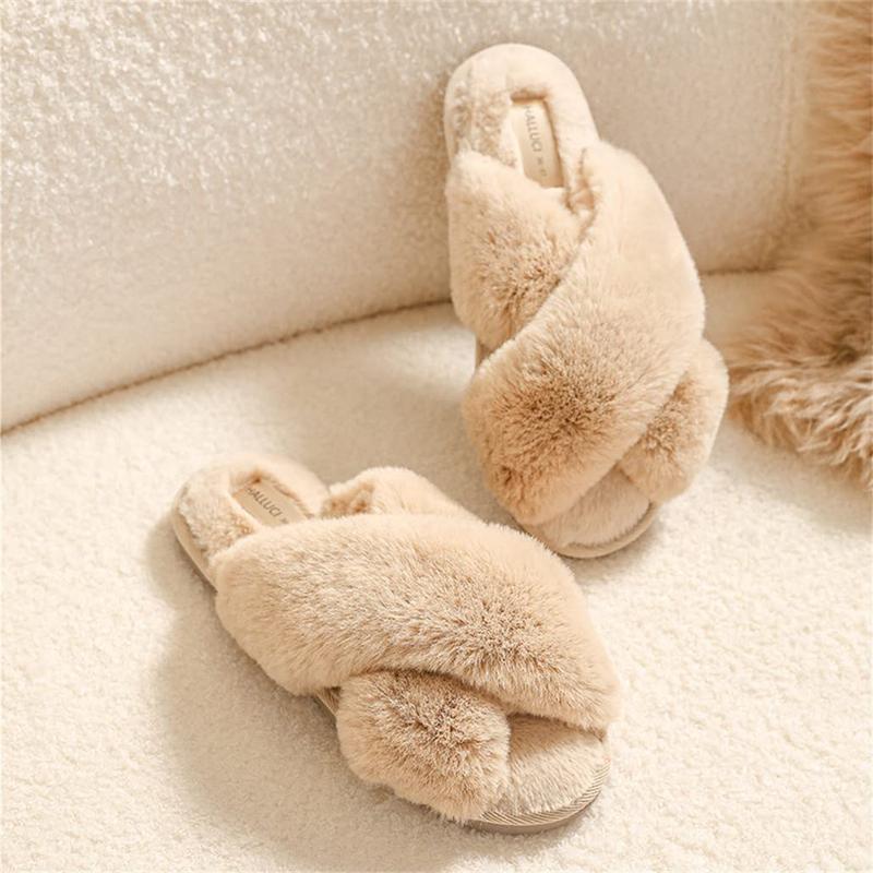 Indoor slippers, room shoes, women's slippers, winter, indoor wear, cold protection, warm, stylish, cute, fluffy, fluffy, anti-slip, lightweight