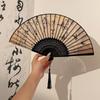 Handheld Wood Fabric Fan With Chinese Traditional Painting Calligraphy Fan for Outdoor Use Dance Fan