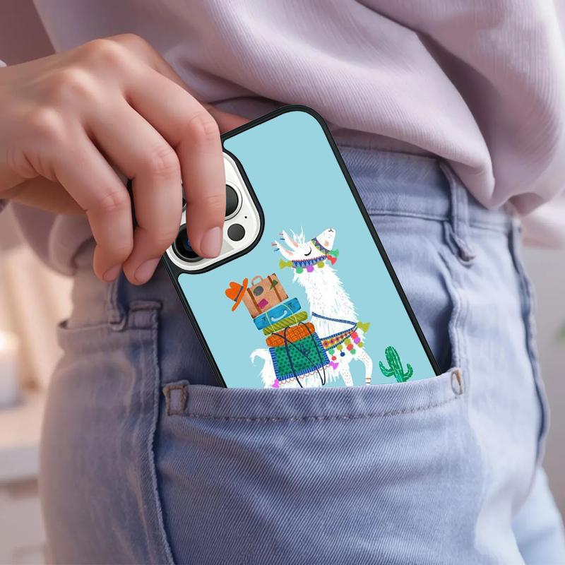 happy lama travel no prob llama Phone Case For iPhone 17 Air 15 16e 14 13 Pro Max Coque 12 11 Pro Max PLUS cover