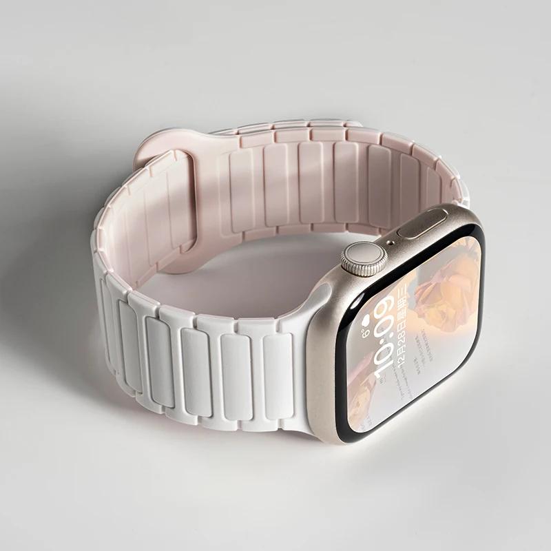Silicone Strap for Apple Watch Ultra 2 49mm 42mm 45mm 41mm 44mm 40mm Magnetic Band for iWatch Series 10 46mm 9 8 7 6 SE 5 4 3