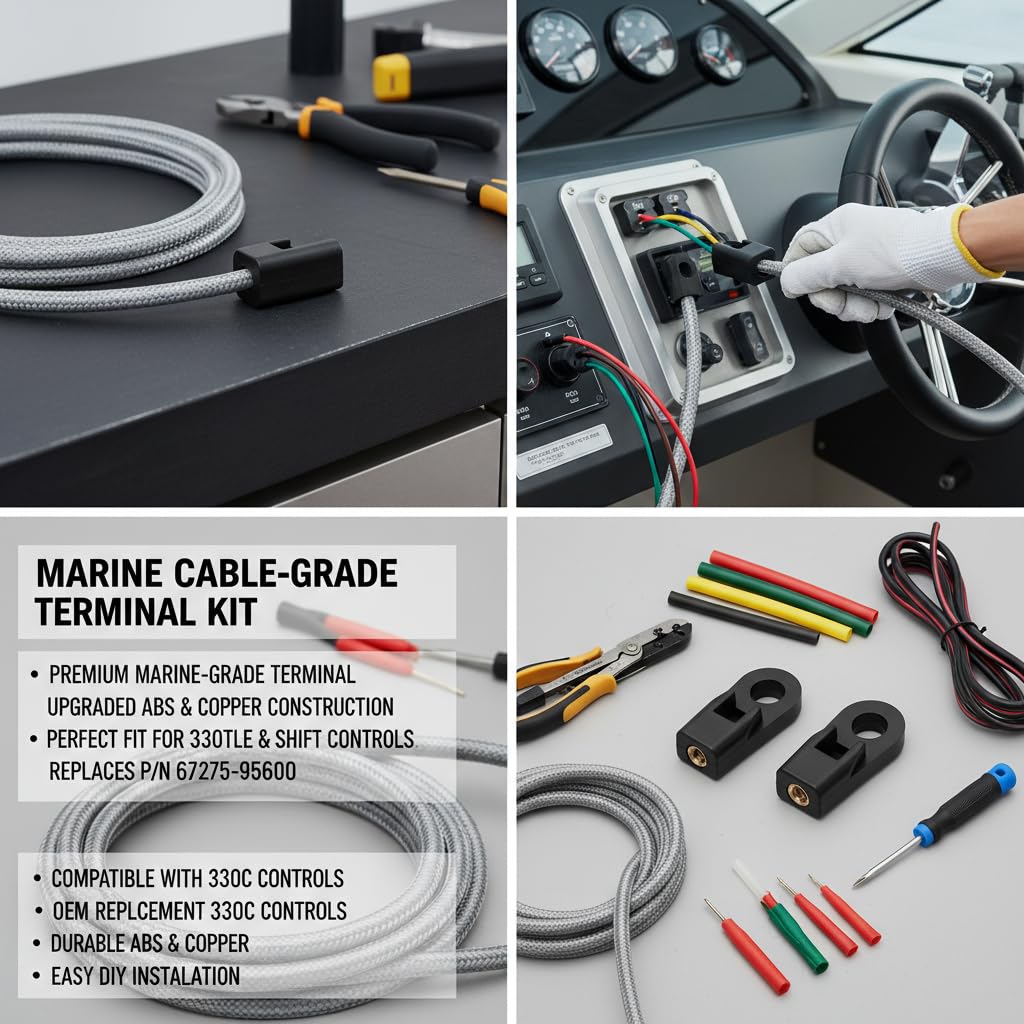 Outboard Control Box Cable End Connector ABS Copper Replacement for Throttle and Shift Control Box Cable Connection 2pcs 67275-95600