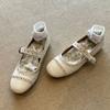 Sheepskin Version~ Round Head Rivet Mary Jane Women's Shoes Shallow Mouth One-word Buckle Single Shoes Versatile Flat Ballet Shoes