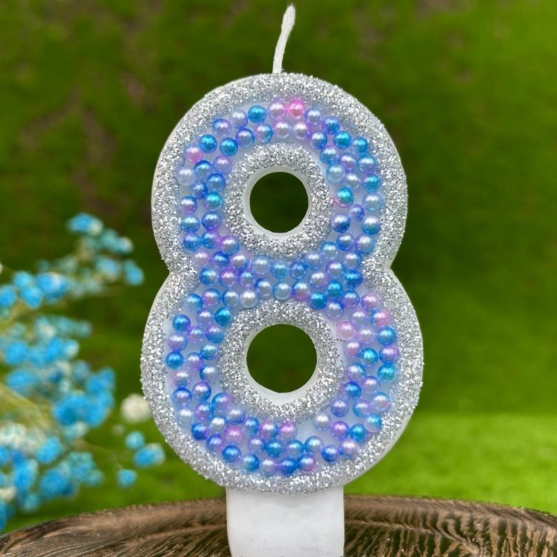 1pcs Blue Glitter Number0-9 Birthday Candles Cake Toppers Birthday Wedding Birthday Digital Cakes Dessert Decor Candle