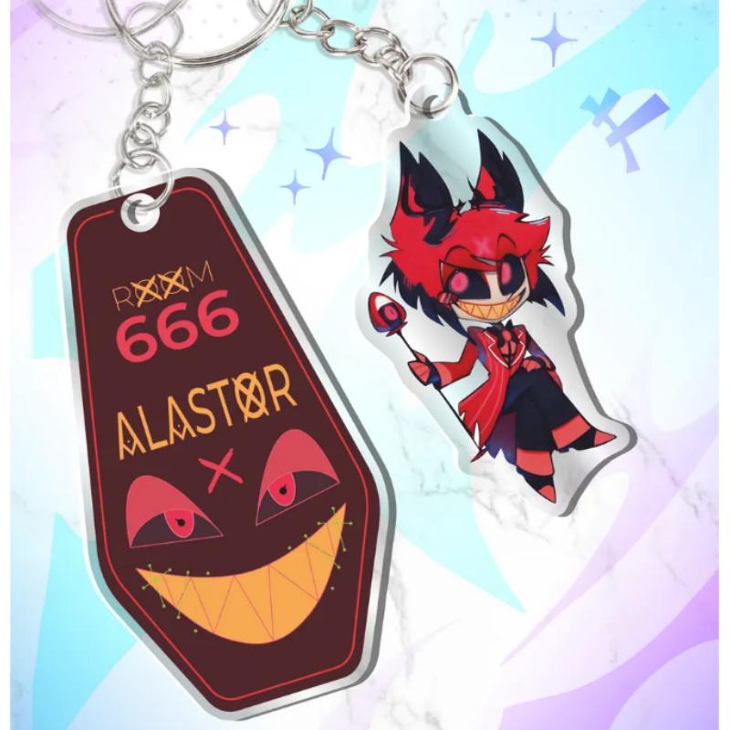 Acrylic Key Buckle for Alastor Lucifer Charlie Vox Adam The Exorcist Anime Cartoons Acrylic Key Chain Student Backpack Pendant