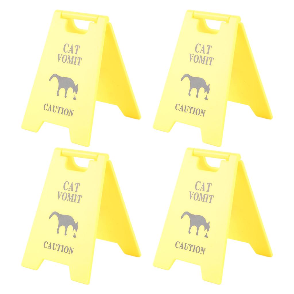 4PCS Cat Vomit Sign Water Resistant ABS 3D Printed Funny Cat Vomit Warning Sign Decoration for Cat Lovers